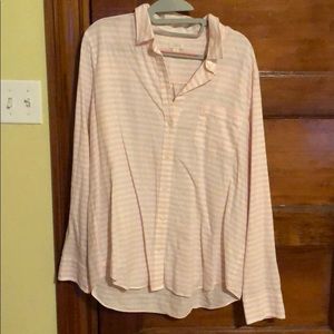 JCREW Pink striped Oxford